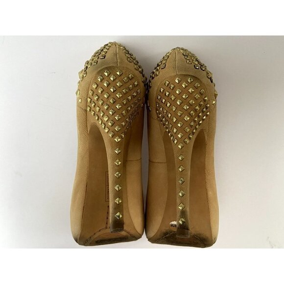 ✨2/$20✨ Vince Camuto Women's Tan High Heels with Gold Tacks Pumps Size 6 - Picture 8 of 16
